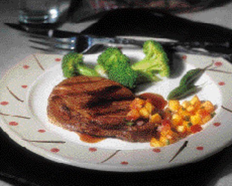 Beef chuck eye makes Grilled Teriyaki Steaks with Fruit Salsa