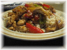 Quick and easy chicken stir fry over rice